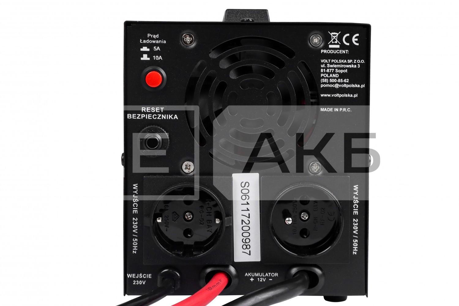 ДЖЕРЕЛО БЕЗПЕРЕБІЙНОГО ЖИВЛЕННЯ (UPS) VOLT SINUS PRO 800E 12/230V 500/800W 10A (ПРАВИЛЬНА (ЧИСТА) СИНУСОЇДА) 3SP090812BPRZ199